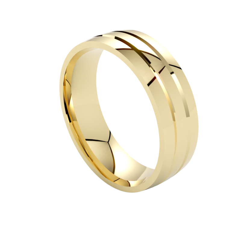 Szeroka półokrągła obrączka ślubna z żółtego złota szerokość 7 mm